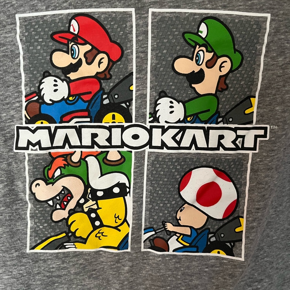 Kids Jumping Beans Super Mario shirt Luigi Bowser Toad heather gray Nintendo
